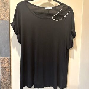 Black Women's Top with Chain Detail